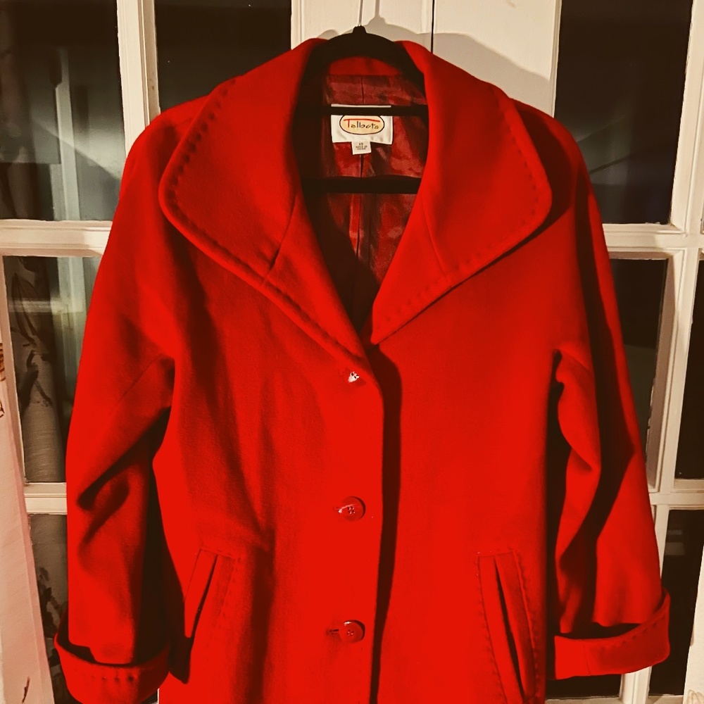 Talbot Classic Tailored Red Wool & Angora Blend Coat